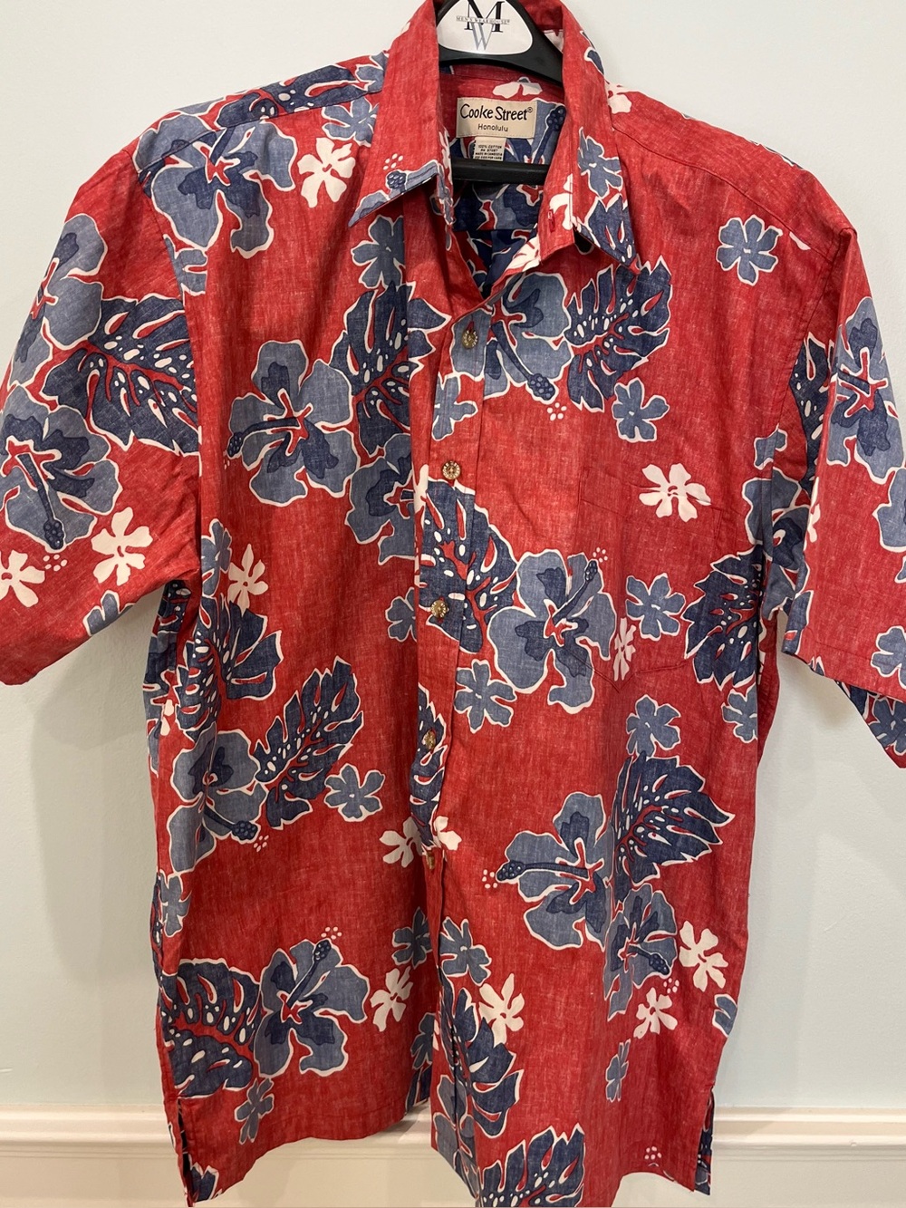Cooke Street Honolulu Reverse Red/Blue Hibiscus Hawaiian Shirt - Size 2XL